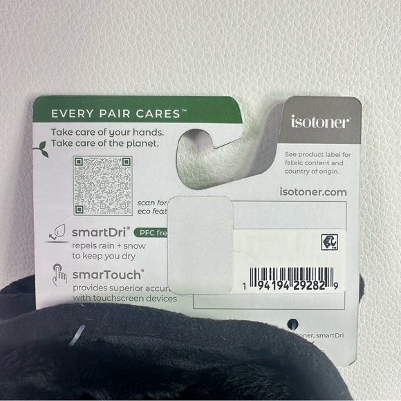 NEW/NWT Men’s SZ Med Isotoner Smart Dri Black Gloves - Picture 5 of 6